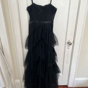 Tiered ruffled black gown